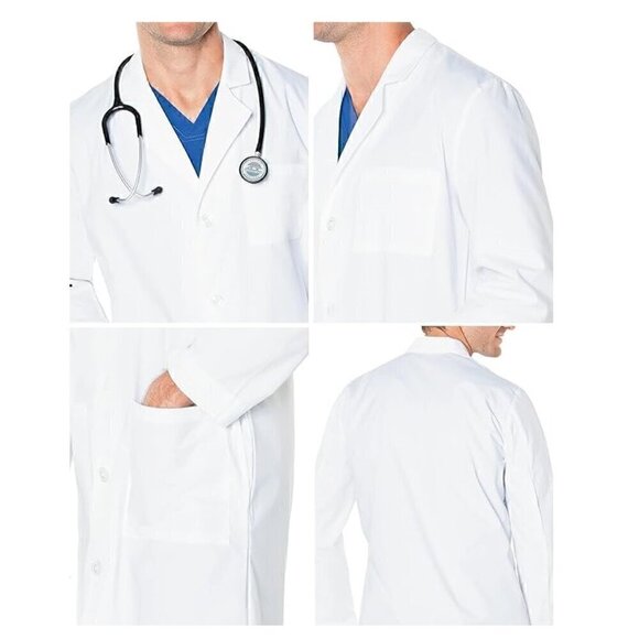 NWT - Landau Men's Relaxed Fit 3-pocket 5-button Full-length Lab Coat - Picture 6 of 6
